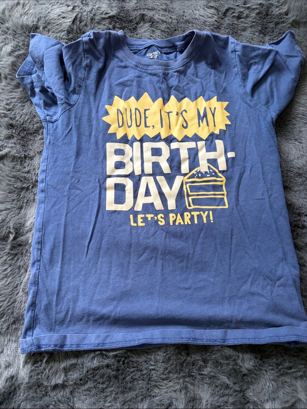 Carter's Blue Tee with Yellow Birthday Graphic